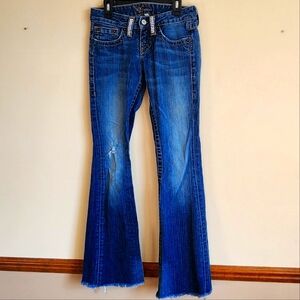 Iconic Y2K BEBE Bling Jeans LowRise Flares RhinestoneDistressedDenim Vintage S25